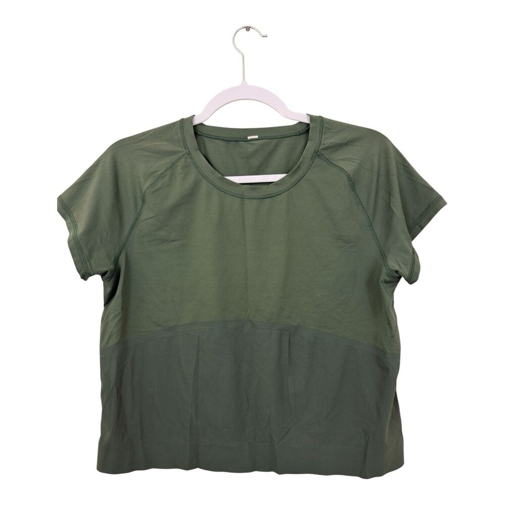 Lululemon Final Lap Short Sleeve Top Sz S Green Cropped